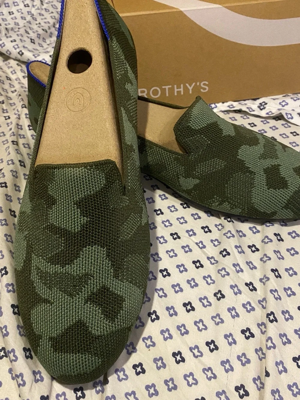 Rothy's women's Green Camo Knit The Daily Loafers arch insole NEW 9.5